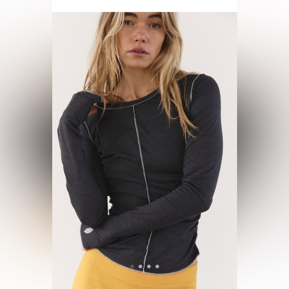 NWT Free People x hatch Right on Run long sleeve layer black